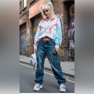 CRIMINAL DAMAGE tie dye hoodie size medium